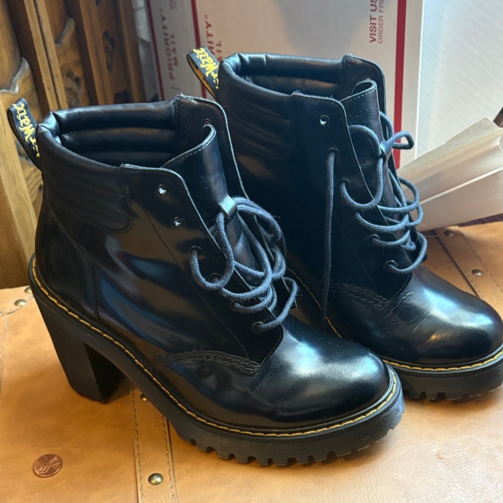 Dr. Martens Black Heeled Lace-Up Boots